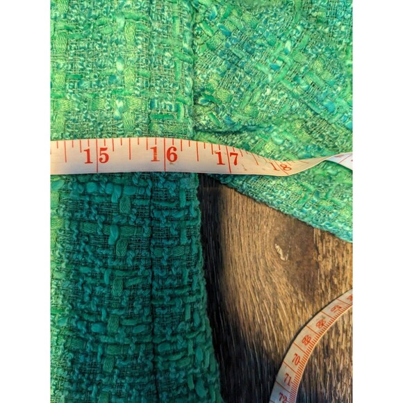Ann Taylor Womens Kelly Green Tweed Blazer Sz 0 Fringe Career Pockets Preppy N52 - Picture 8 of 10